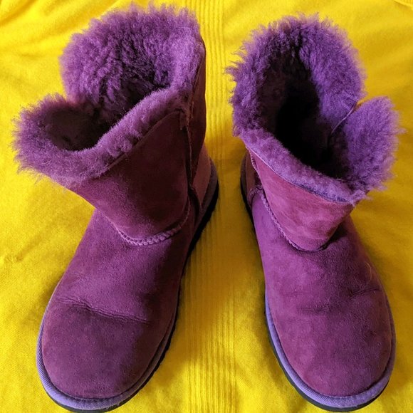 UGG Australia Sheep Wool Winter Boots Burgundy Size US 5 EUR 35 - Picture 2 of 6